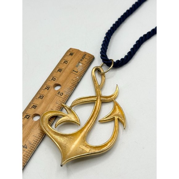 Vintage MJent Enamel Anchor Rope Necklace - Picture 5 of 6
